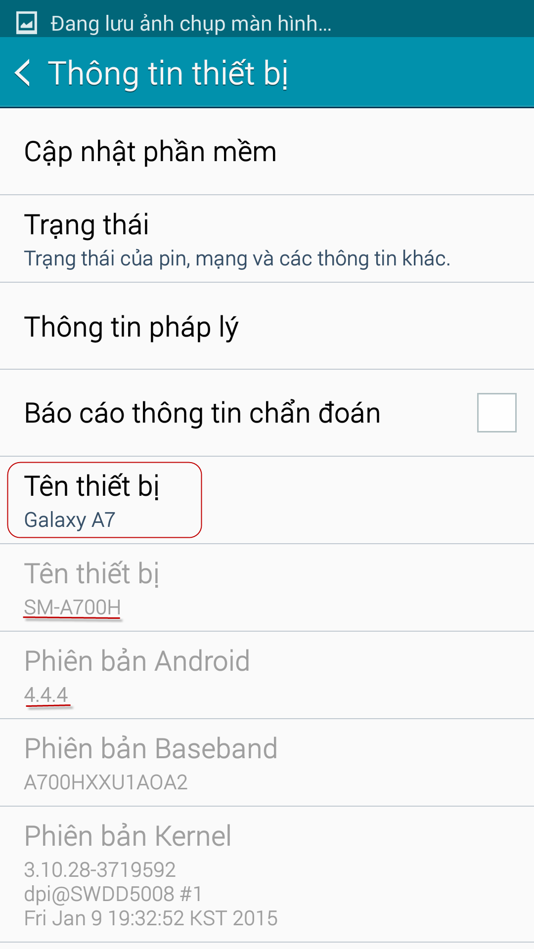 Kiểm tra thông tin đời máy điện thoại Samsung Galaxy